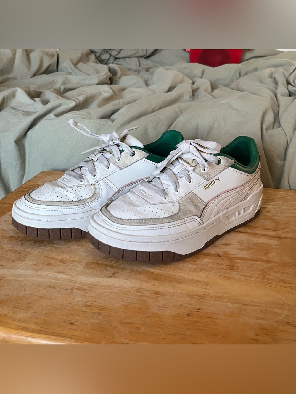 White/Green/Pink Platform Puma Sneakers